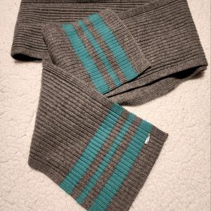 6' long Lululemon wool scarf - grey with blue stripes at each end